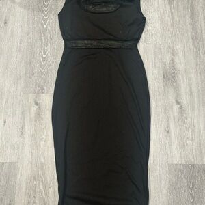 PrettyLittleThing Black Halter Sheath Midi Dress